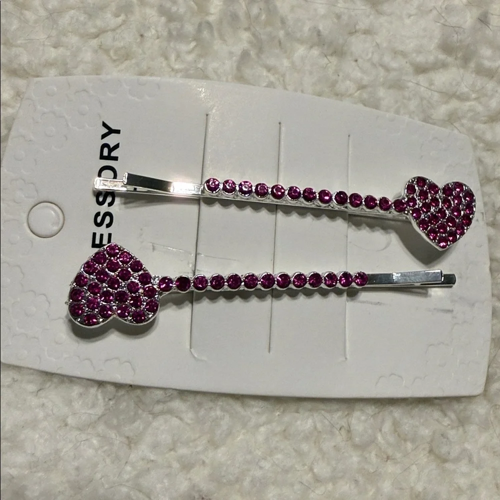 Heart Rhinestone Hair Clips Set - Picture 6 of 15